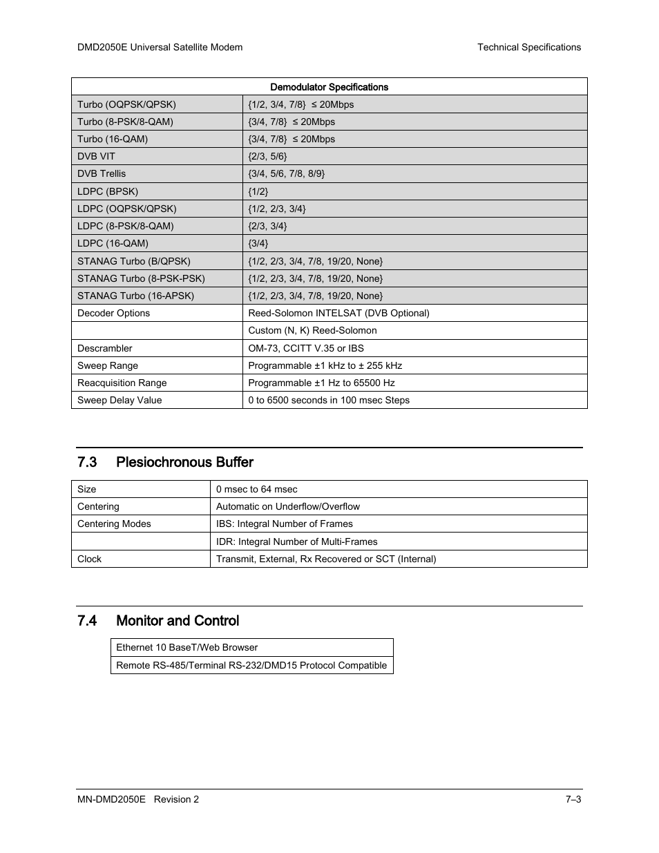 3 plesiochronous buffer, 4 monitor and control | Comtech EF Data DMD-2050E User Manual | Page 177 / 342