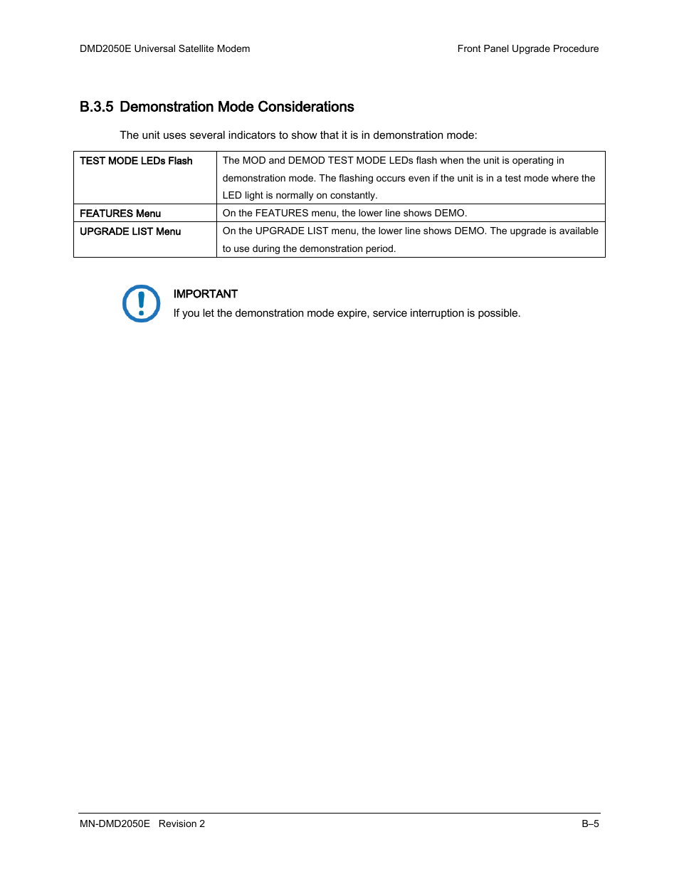 B.3.5 demonstration mode considerations | Comtech EF Data DMD-2050E User Manual | Page 215 / 342