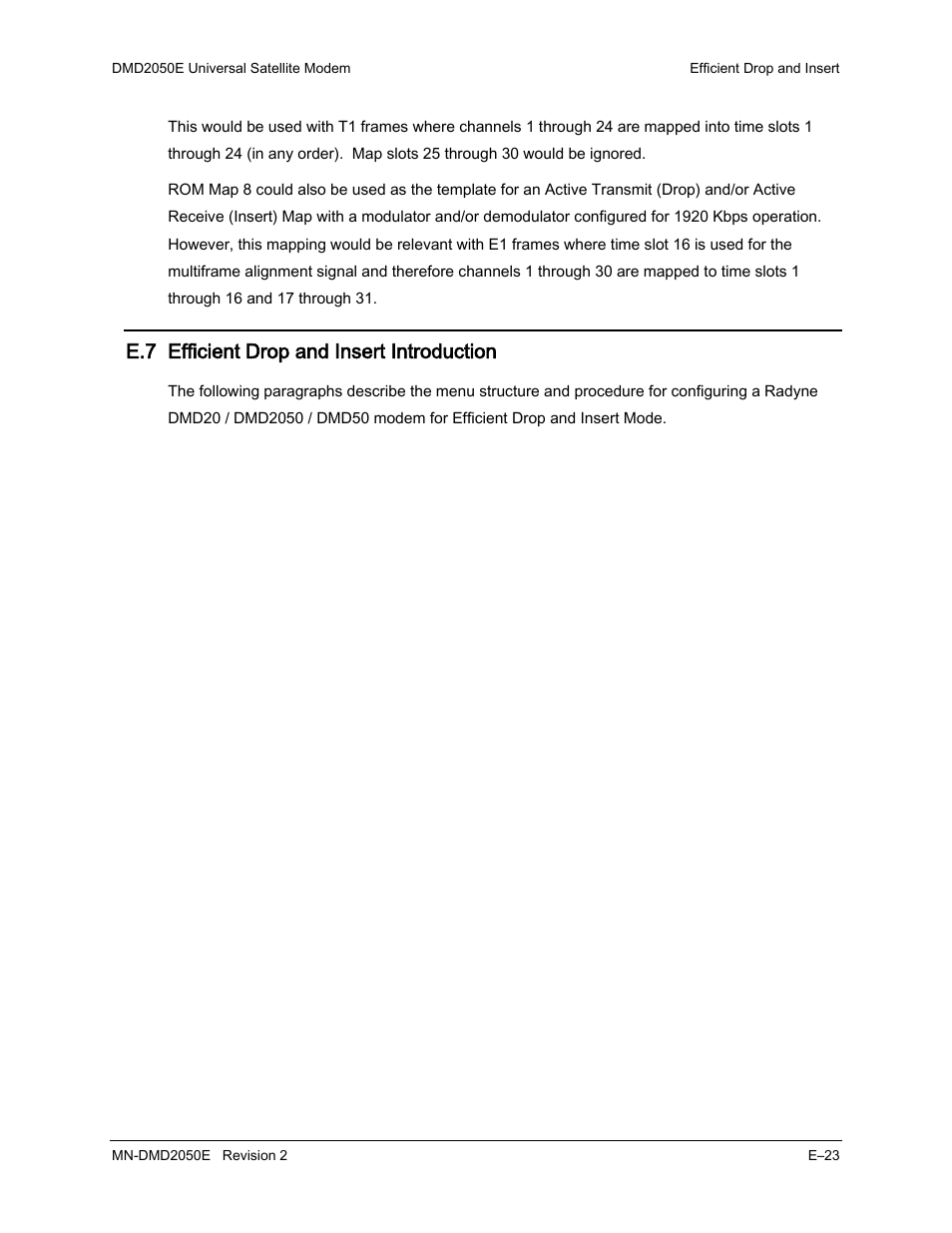 E.7 efficient drop and insert introduction | Comtech EF Data DMD-2050E User Manual | Page 265 / 342