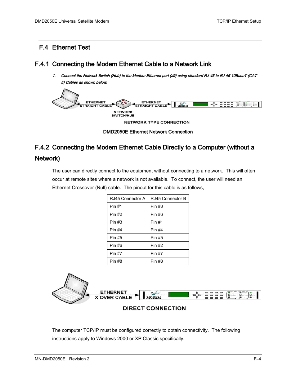 F.4 ethernet test | Comtech EF Data DMD-2050E User Manual | Page 274 / 342