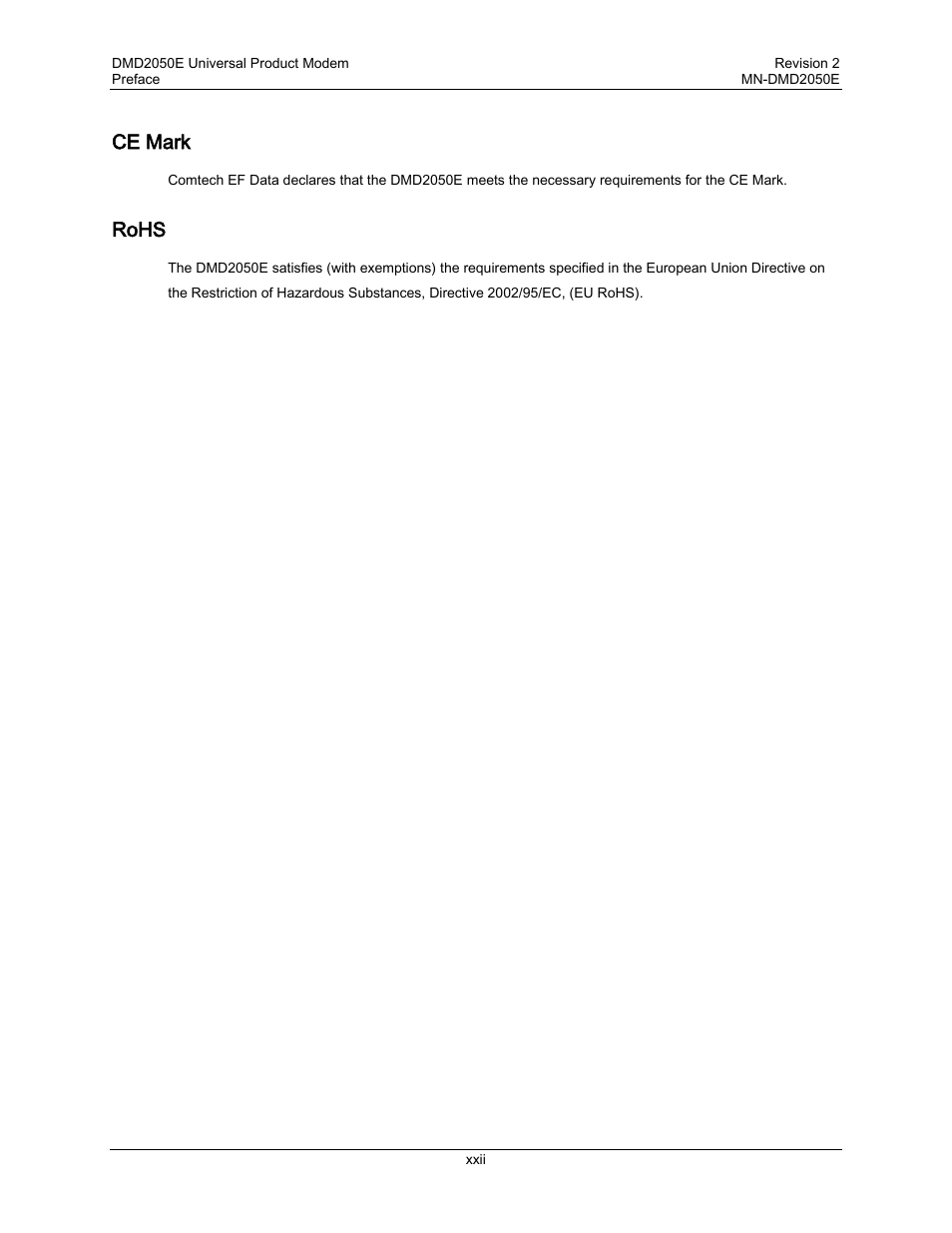 Ce mark, Rohs | Comtech EF Data DMD-2050E User Manual | Page 28 / 342