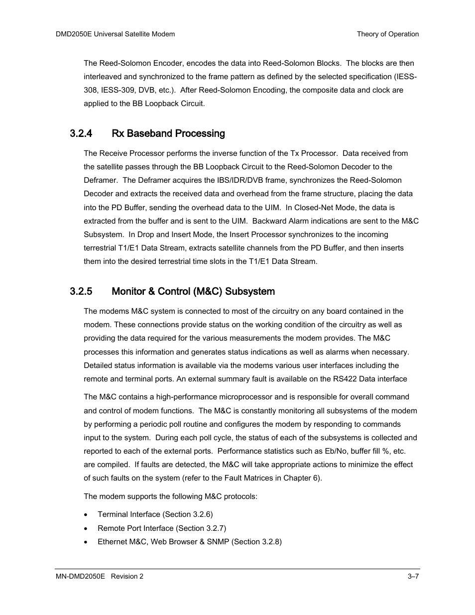 4 rx baseband processing, 5 monitor & control (m&c) subsystem | Comtech EF Data DMD-2050E User Manual | Page 49 / 342