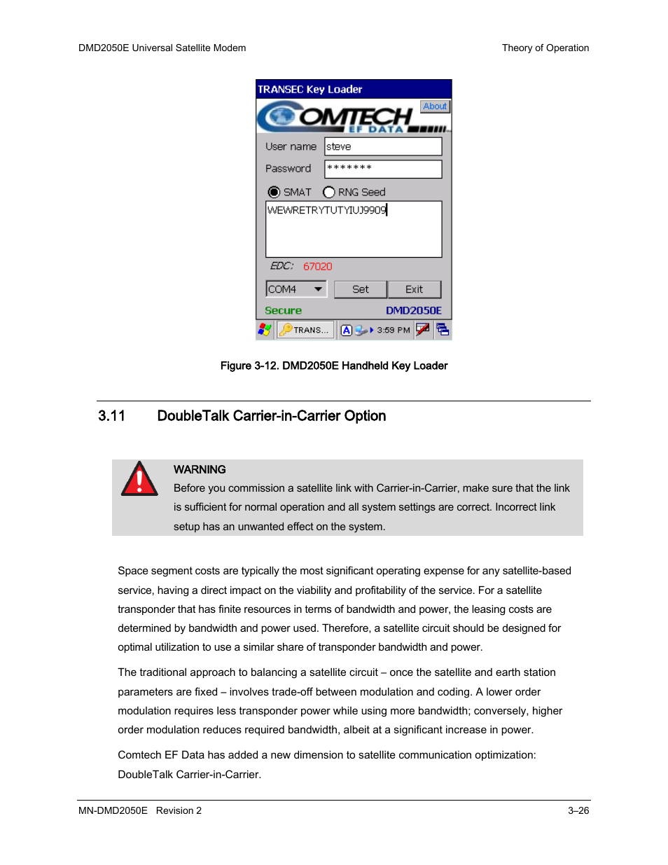 11 doubletalk carrier-in-carrier option | Comtech EF Data DMD-2050E User Manual | Page 68 / 342