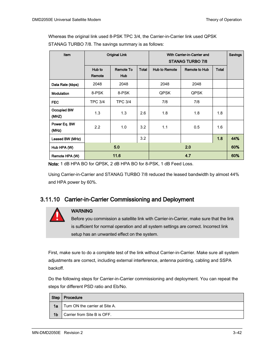 10 carrier-in-carrier commissioning and deployment | Comtech EF Data DMD-2050E User Manual | Page 84 / 342