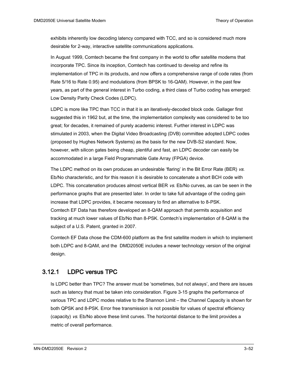 1 ldpc versus tpc | Comtech EF Data DMD-2050E User Manual | Page 94 / 342