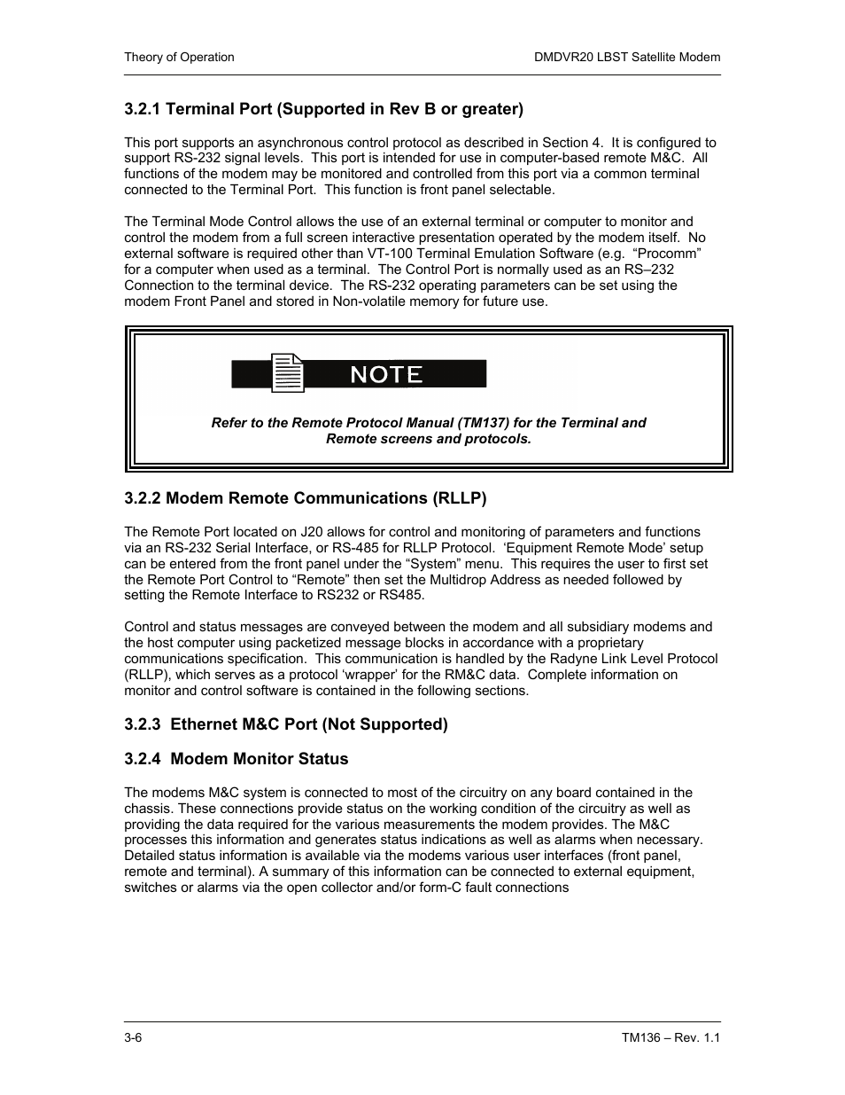 1 terminal port (supported in rev b or greater), 2 modem remote communications (rllp), 3 ethernet m&c port (not supported) | 4 modem monitor status | Comtech EF Data DMDVR20 LBST Rev 1.1 User Manual | Page 27 / 117