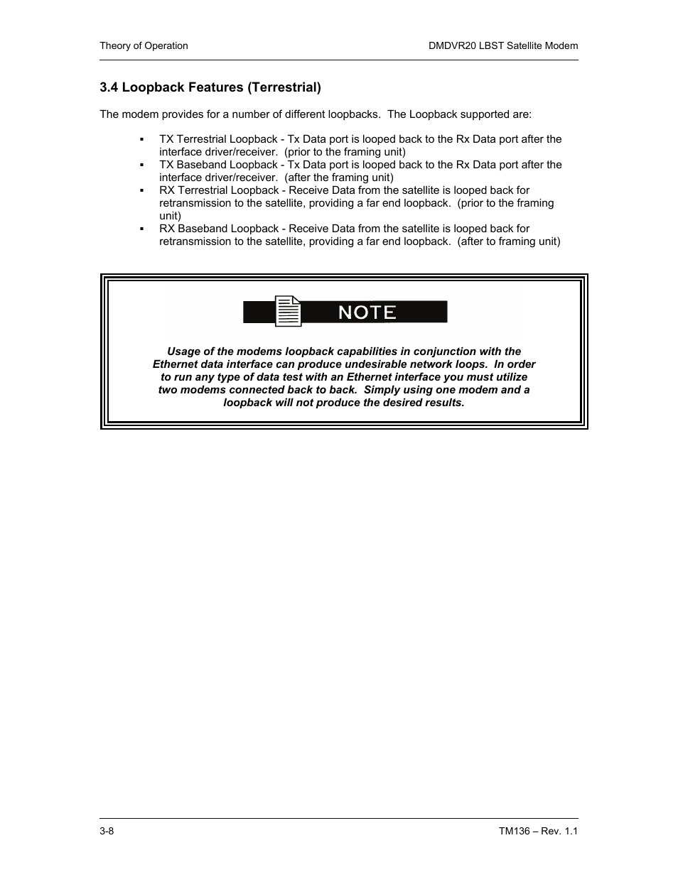 4 loopback features (terrestrial) | Comtech EF Data DMDVR20 LBST Rev 1.1 User Manual | Page 29 / 117