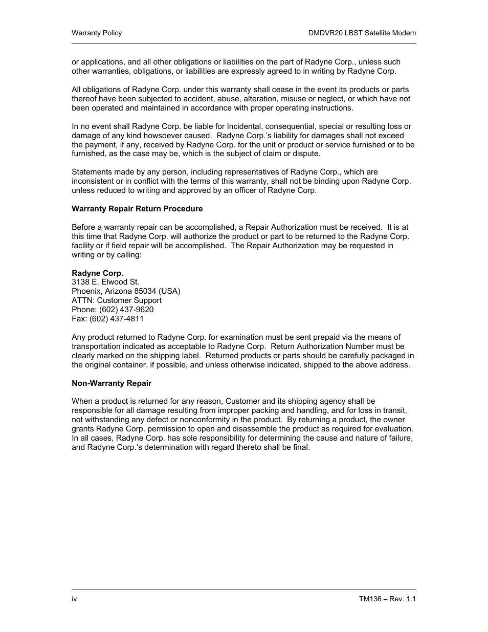 Comtech EF Data DMDVR20 LBST Rev 1.1 User Manual | Page 3 / 117