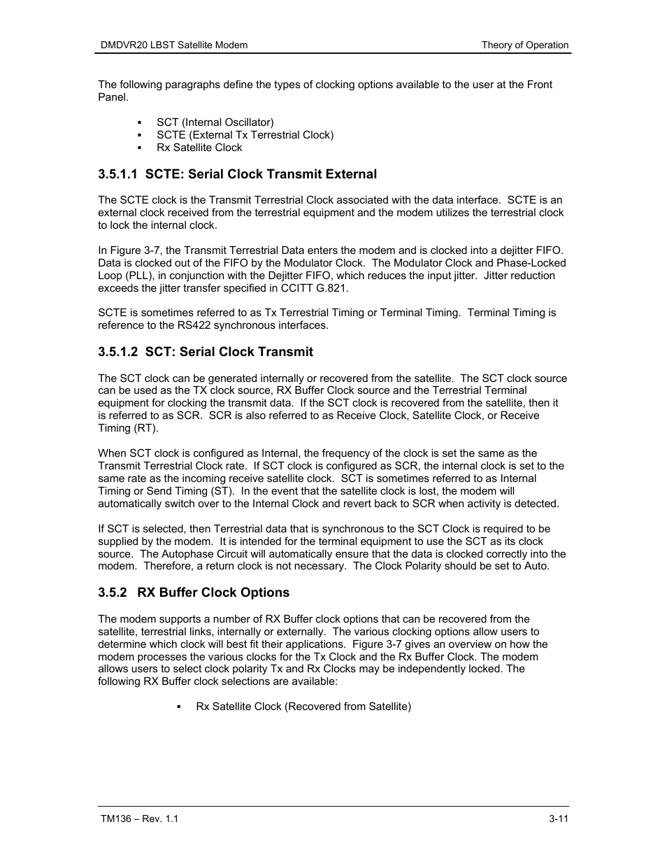 1 scte: serial clock transmit external, 2 sct: serial clock transmit, 2 rx buffer clock options | Comtech EF Data DMDVR20 LBST Rev 1.1 User Manual | Page 32 / 117