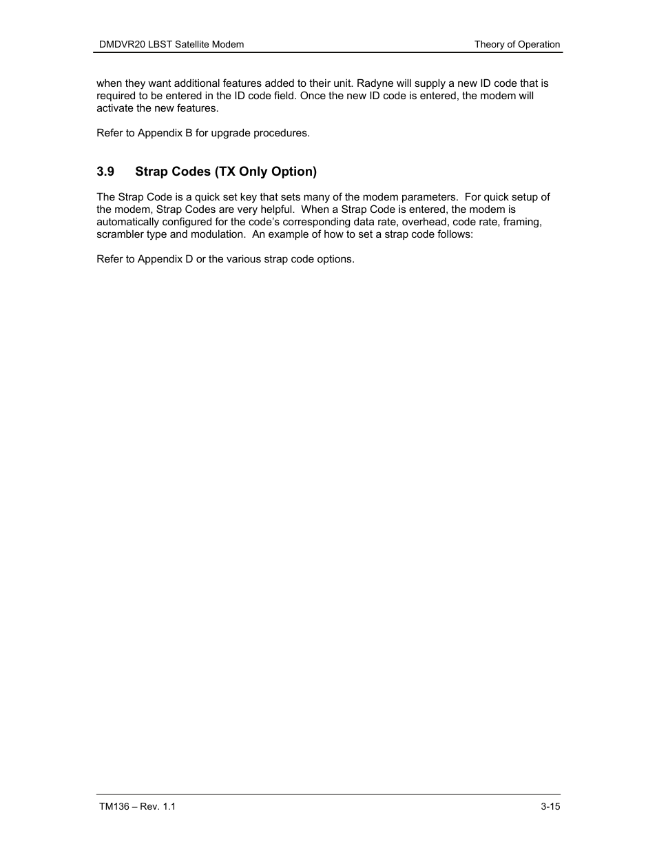 9 strap codes (tx only option) | Comtech EF Data DMDVR20 LBST Rev 1.1 User Manual | Page 36 / 117