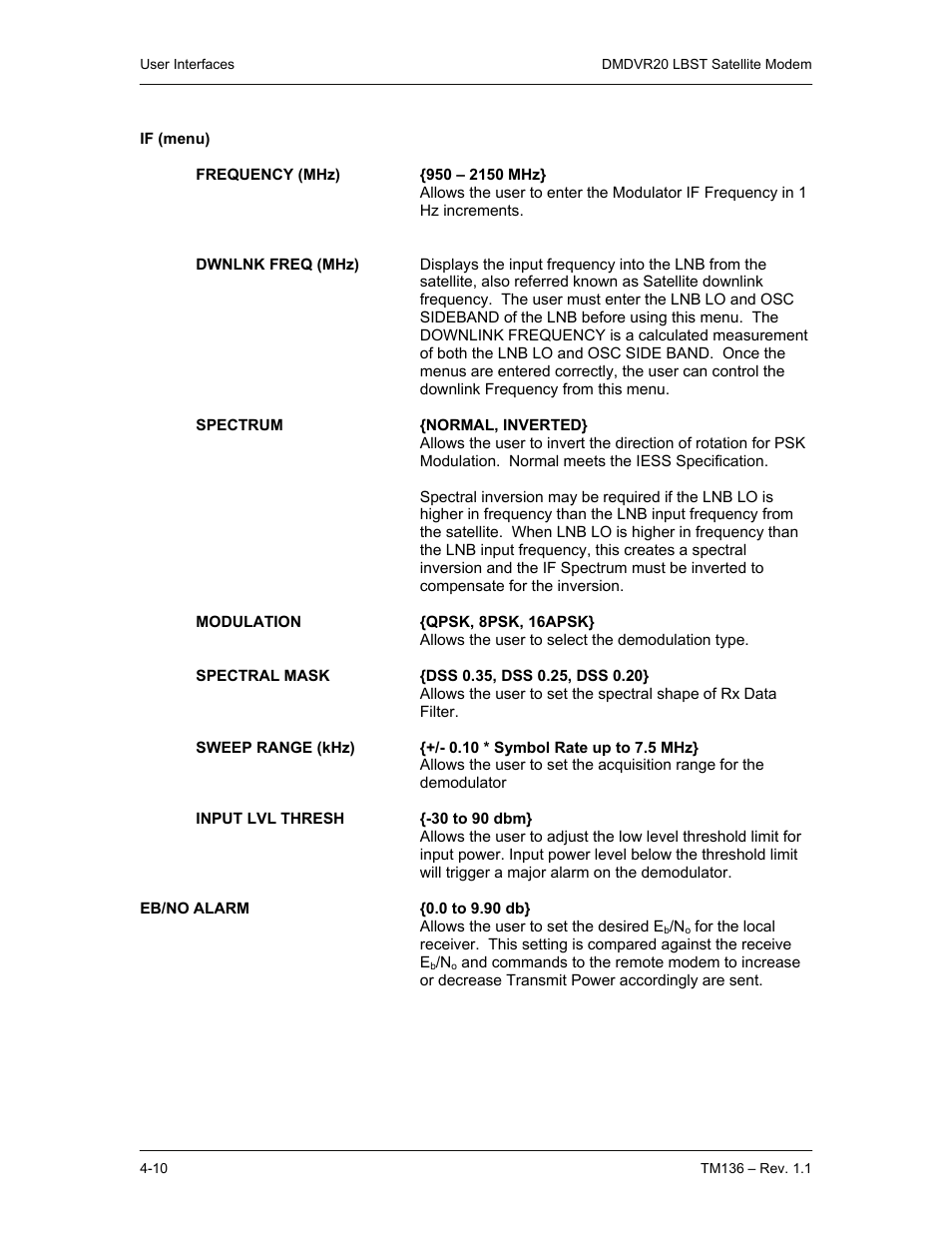 Comtech EF Data DMDVR20 LBST Rev 1.1 User Manual | Page 47 / 117