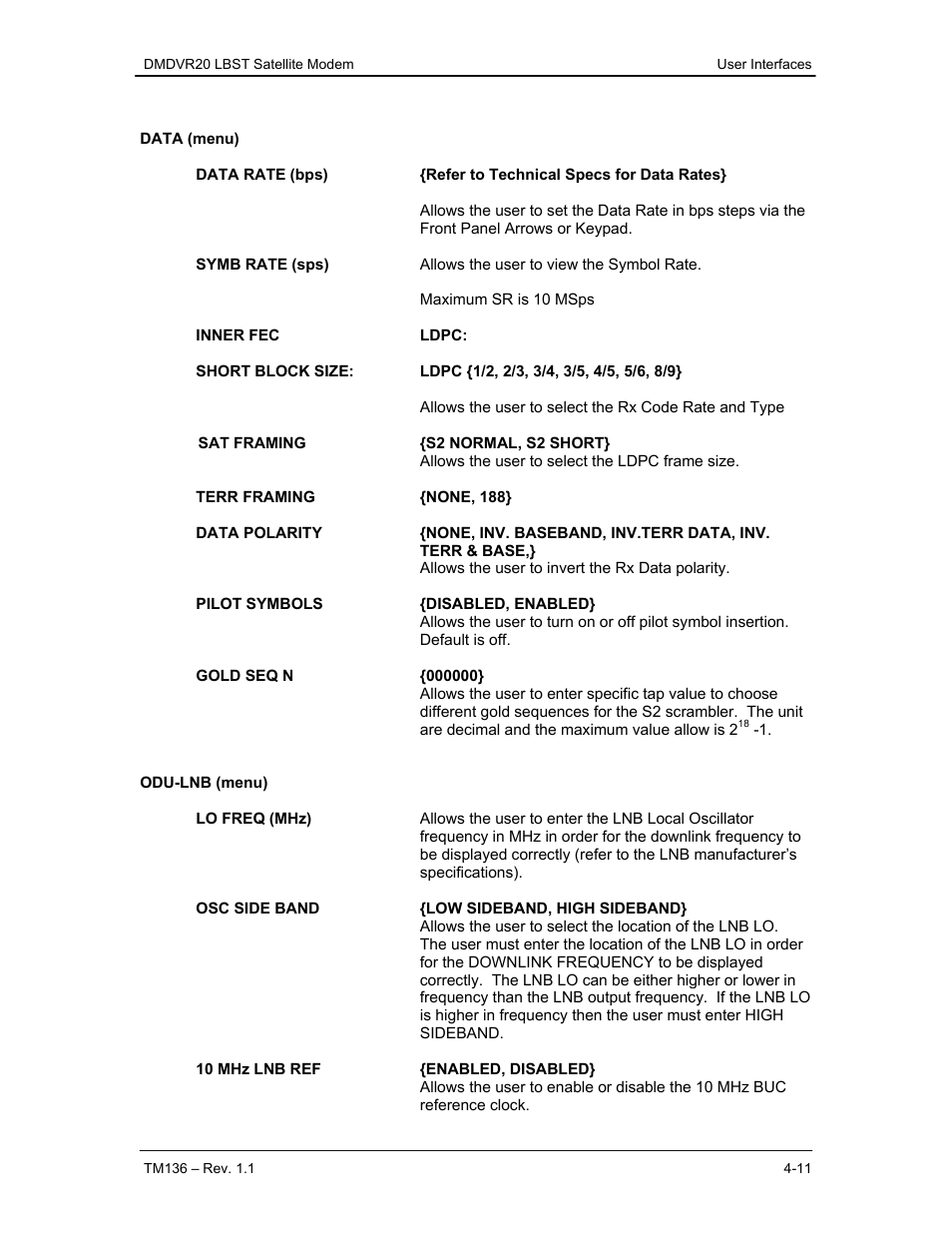 Comtech EF Data DMDVR20 LBST Rev 1.1 User Manual | Page 48 / 117