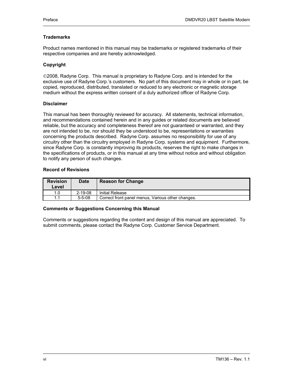 Comtech EF Data DMDVR20 LBST Rev 1.1 User Manual | Page 5 / 117