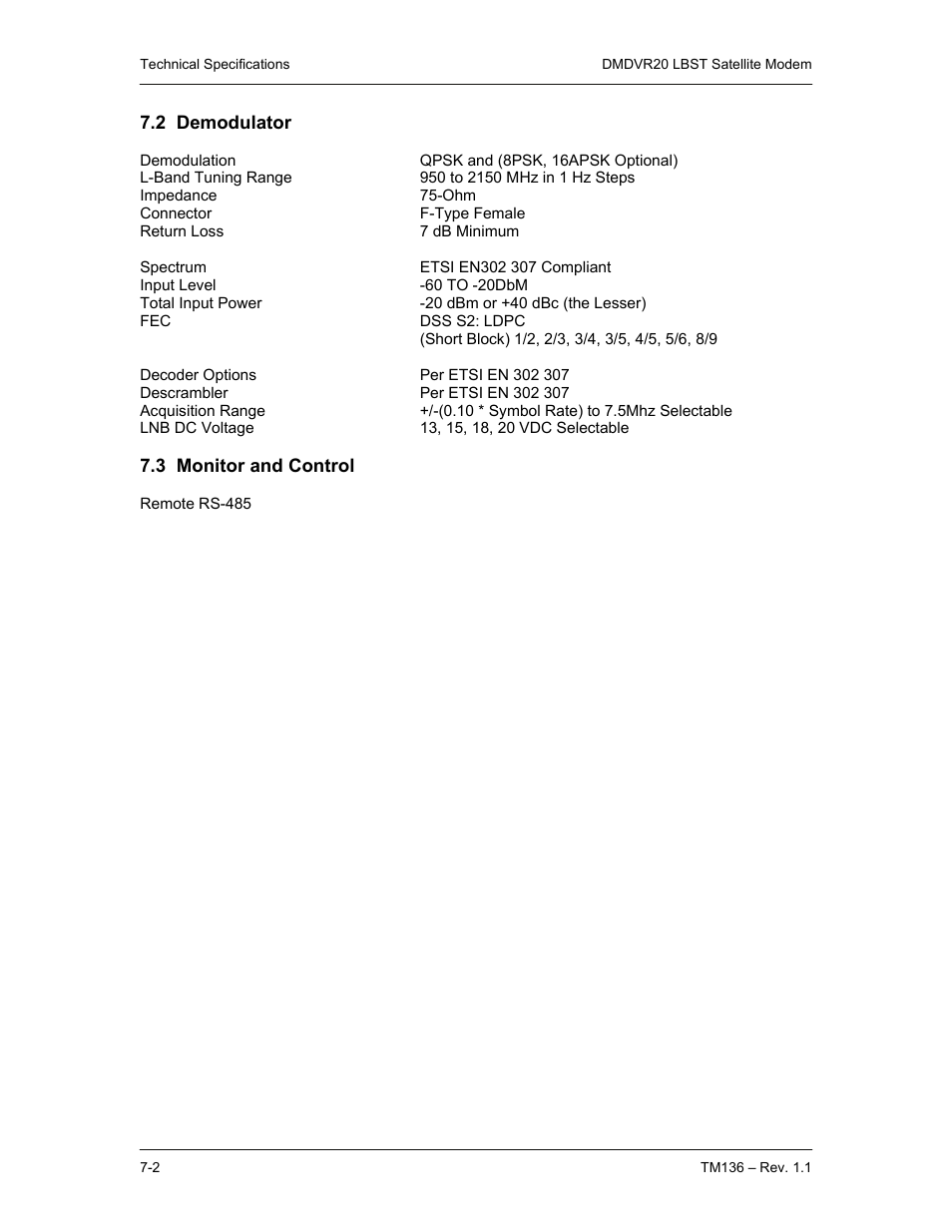 2 demodulator, 3 monitor and control | Comtech EF Data DMDVR20 LBST Rev 1.1 User Manual | Page 83 / 117