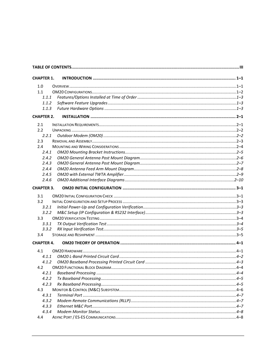 Comtech EF Data OM20 User Manual | Page 5 / 220