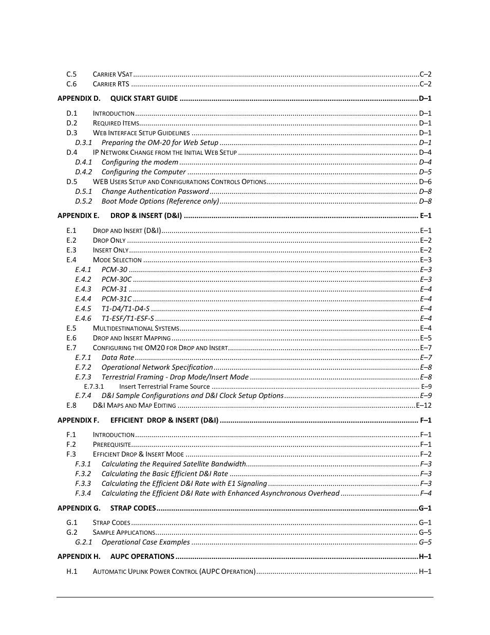 Comtech EF Data OM20 User Manual | Page 9 / 220