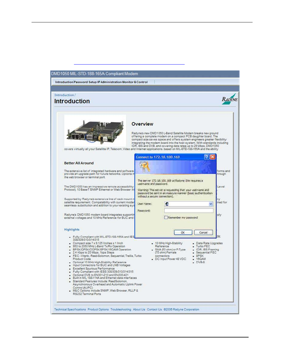 1 login screen | Comtech EF Data DMD1050 User Manual | Page 100 / 188