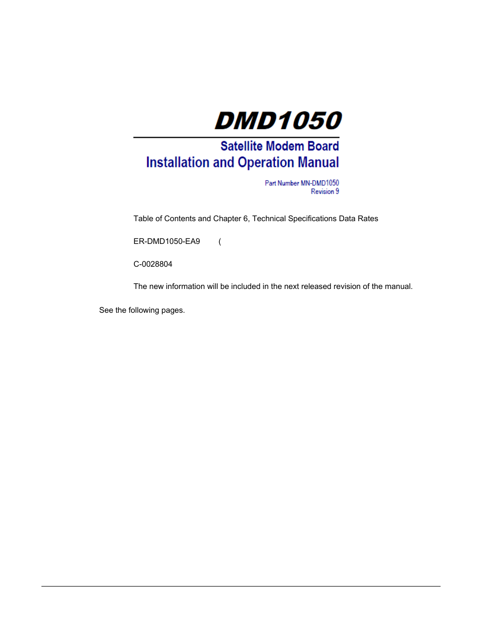 Er-mndmd1050-ea9.pdf, Comtech ef data documentation update | Comtech EF Data DMD1050 User Manual | Page 3 / 188