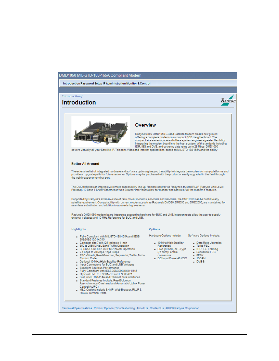 1 introduction menu | Comtech EF Data DMD1050 User Manual | Page 99 / 188