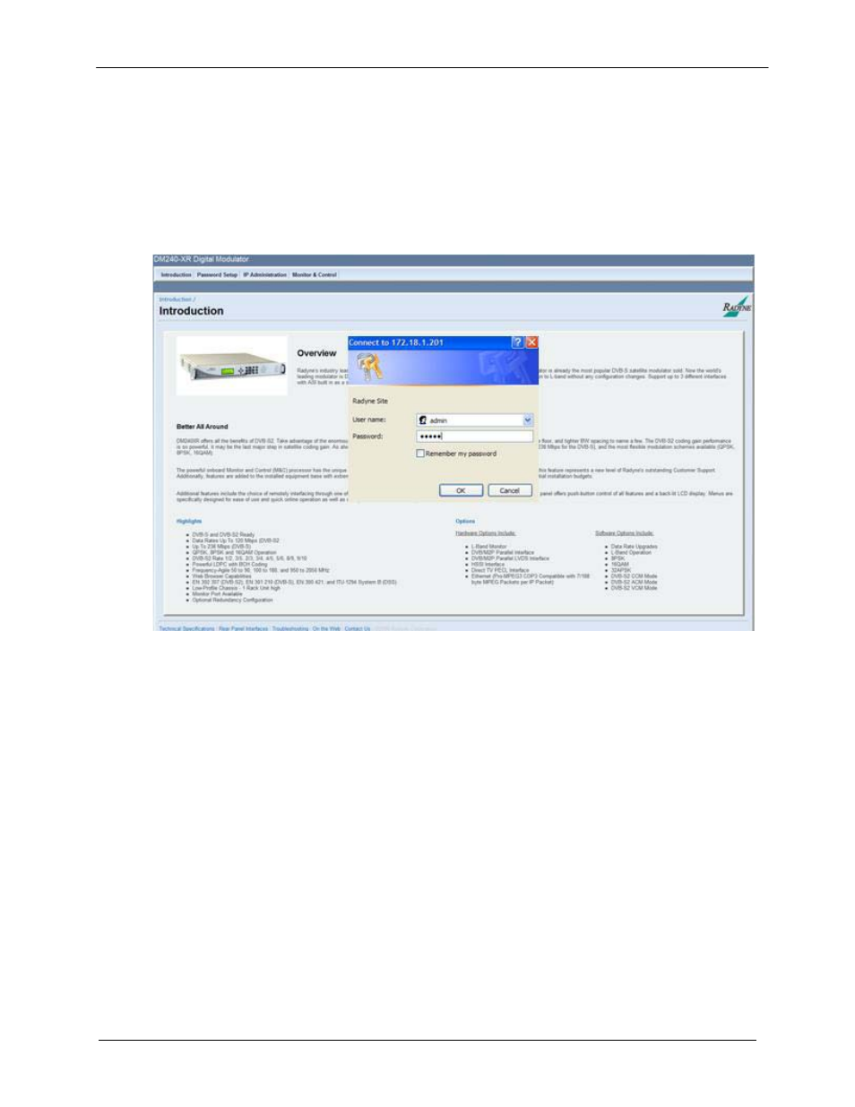 1 login screen | Comtech EF Data DM240XR User Manual | Page 144 / 196