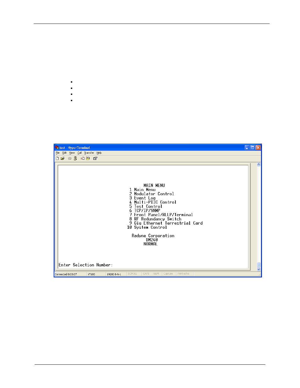 1 connecting the terminal, 2 terminal screens | Comtech EF Data DM240XR User Manual | Page 64 / 196