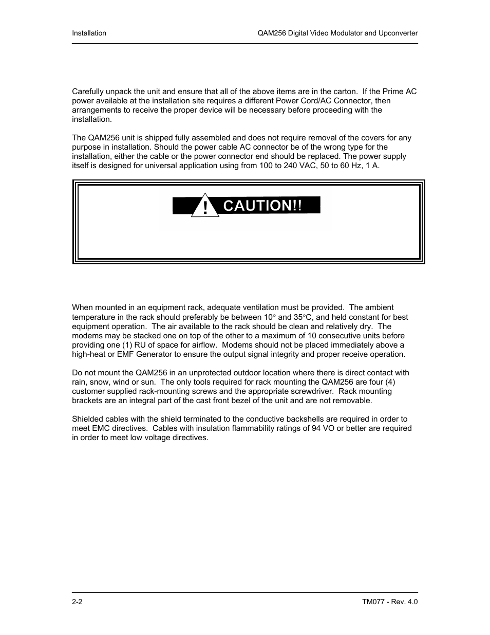 2 removal and assembly, 3 mounting considerations | Comtech EF Data QAM256 User Manual | Page 13 / 87