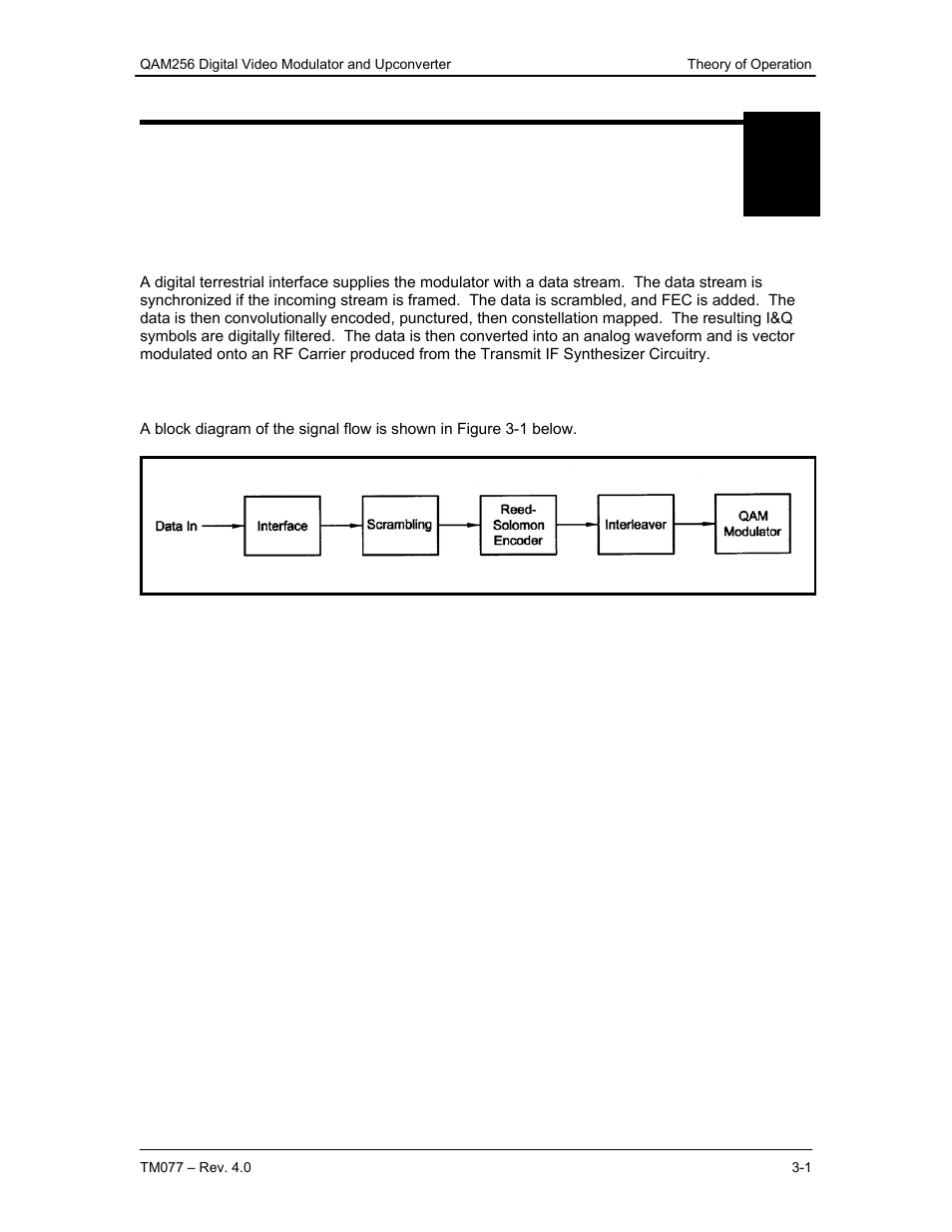 Theory of operation, 0 theory of operation, 1 qam256 operation | Comtech EF Data QAM256 User Manual | Page 15 / 87