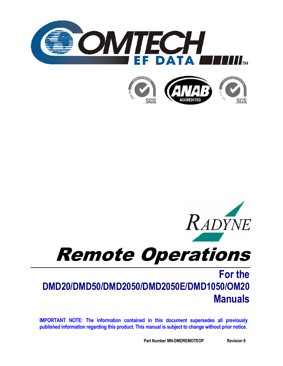 Comtech EF Data DMD20 User Manual | 212 pages