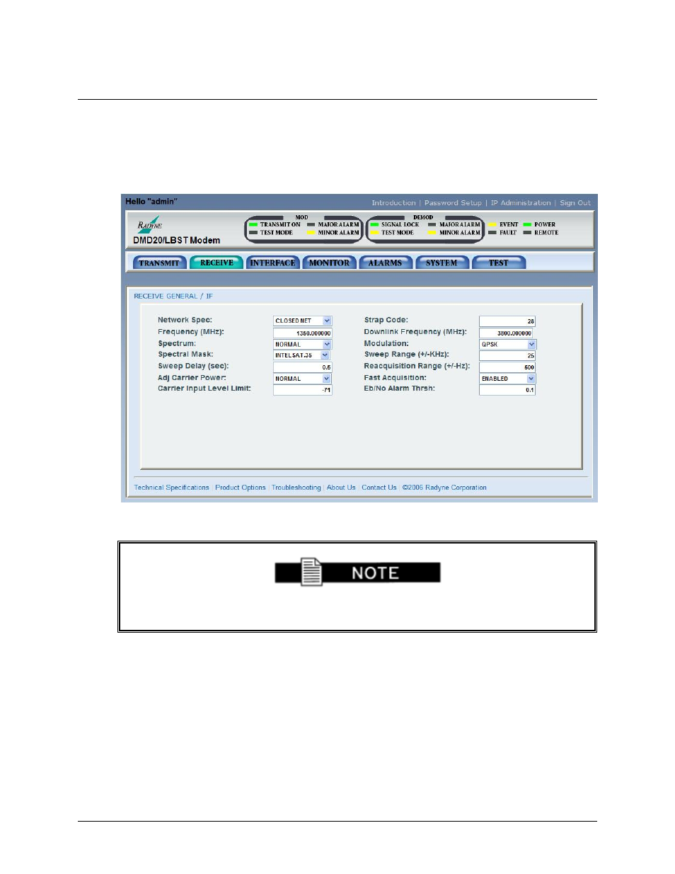 2 receive menu | Comtech EF Data DMD20 User Manual | Page 179 / 212