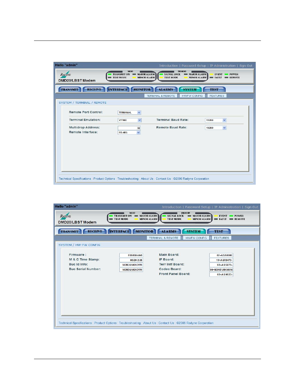 6 system menu | Comtech EF Data DMD20 User Manual | Page 192 / 212