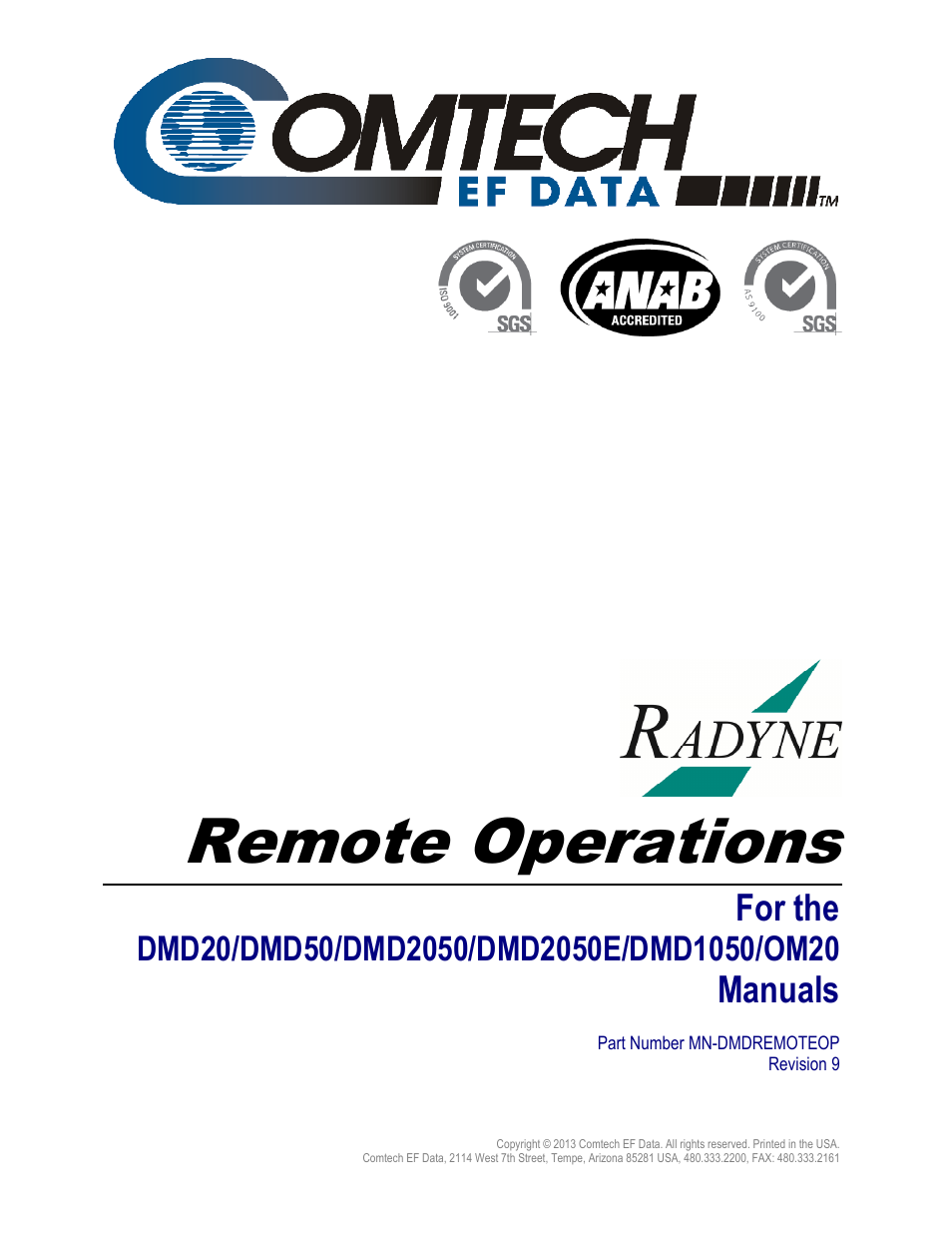 Comtech EF Data DMD20 User Manual | Page 3 / 212