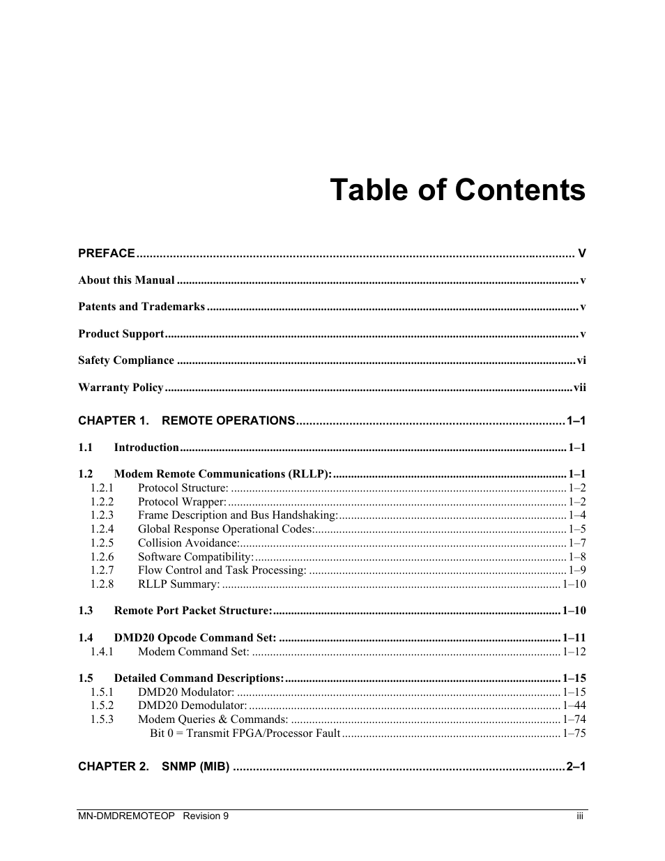 Comtech EF Data DMD20 User Manual | Page 5 / 212