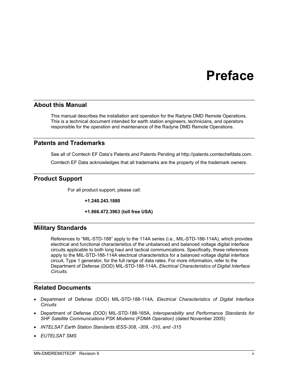 Preface | Comtech EF Data DMD20 User Manual | Page 7 / 212