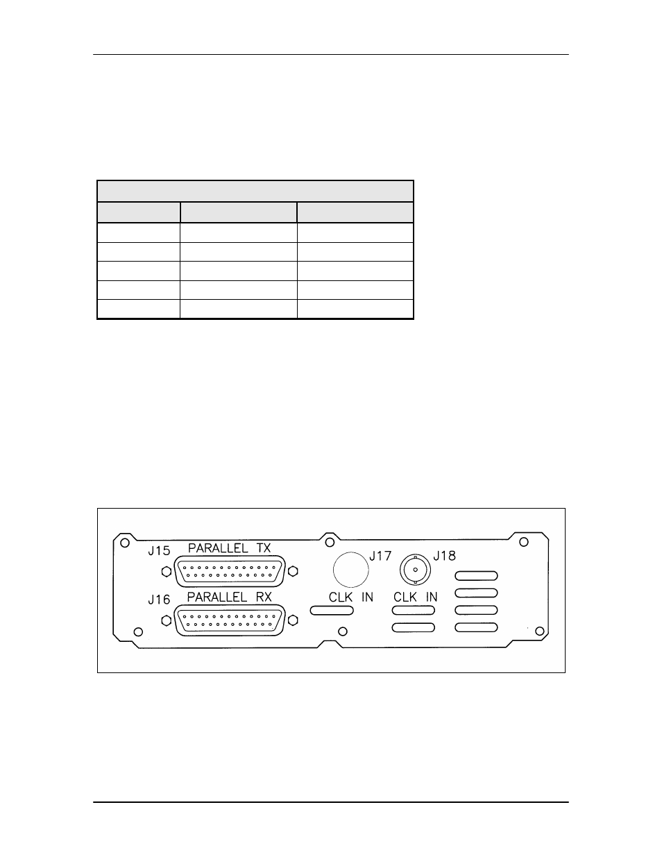 2 out female bnc connector (j16) -11, 3 balanced 15-pin female ‘d’ sub connector -11, 4 clk out (j17) -11 | 5 clk in female bnc connector (j18) -11, 15 parallel rs-422/dvb, m2p -11 | Comtech EF Data MM200 User Manual | Page 87 / 192