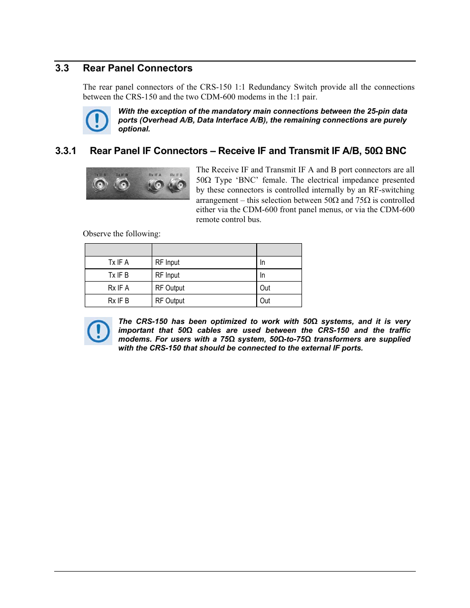 3 rear panel connectors | Comtech EF Data CRS-150 User Manual | Page 35 / 78