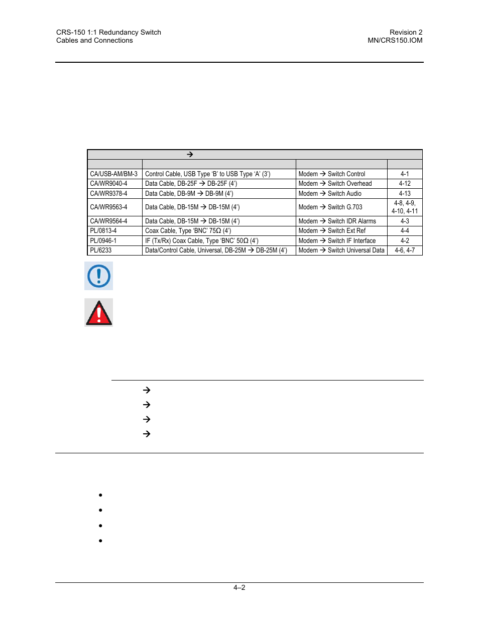 2 cabling to the cdm-600, 1 crs-150 accessories | Comtech EF Data CRS-150 User Manual | Page 46 / 78