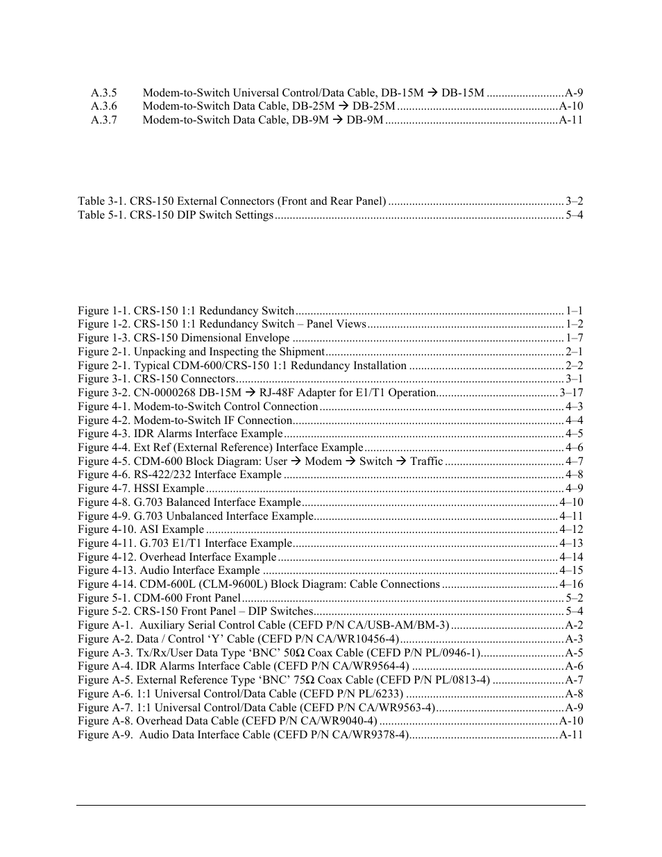 Tables, Figures | Comtech EF Data CRS-150 User Manual | Page 8 / 78