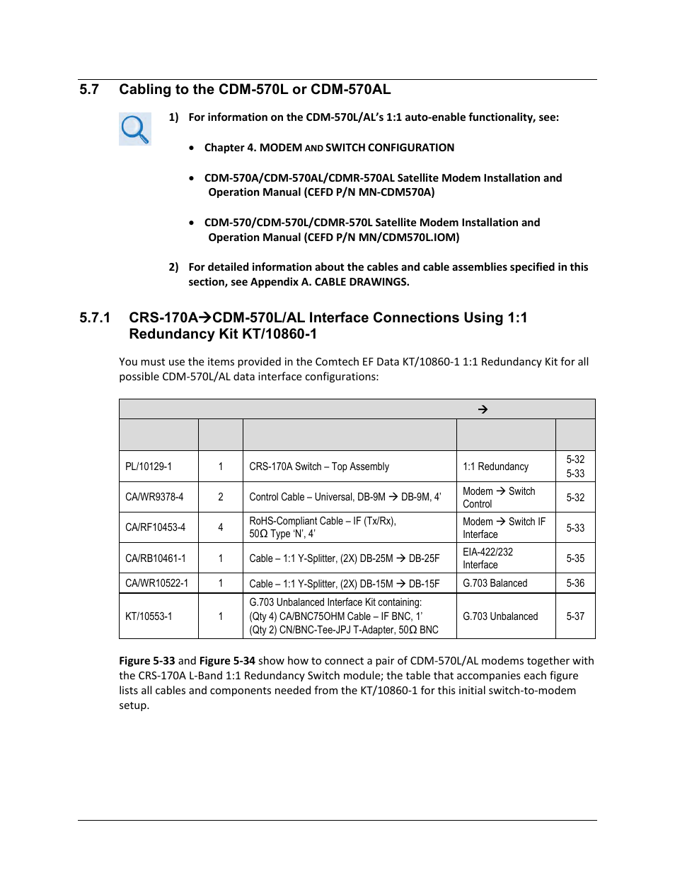 7 cabling to the cdm-570l or cdm-570al | Comtech EF Data CRS-170A User Manual | Page 111 / 172