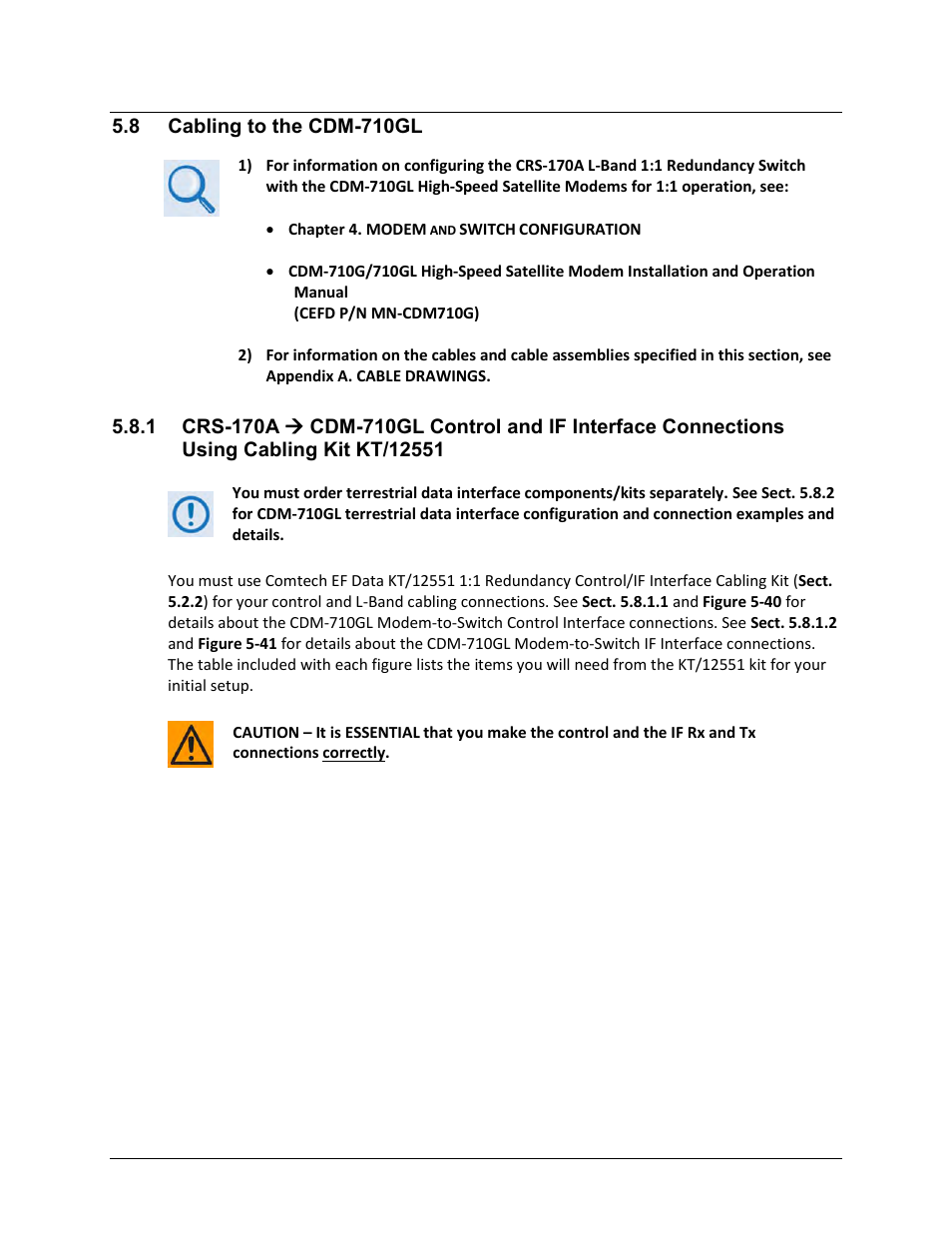 8 cabling to the cdm-710gl | Comtech EF Data CRS-170A User Manual | Page 119 / 172