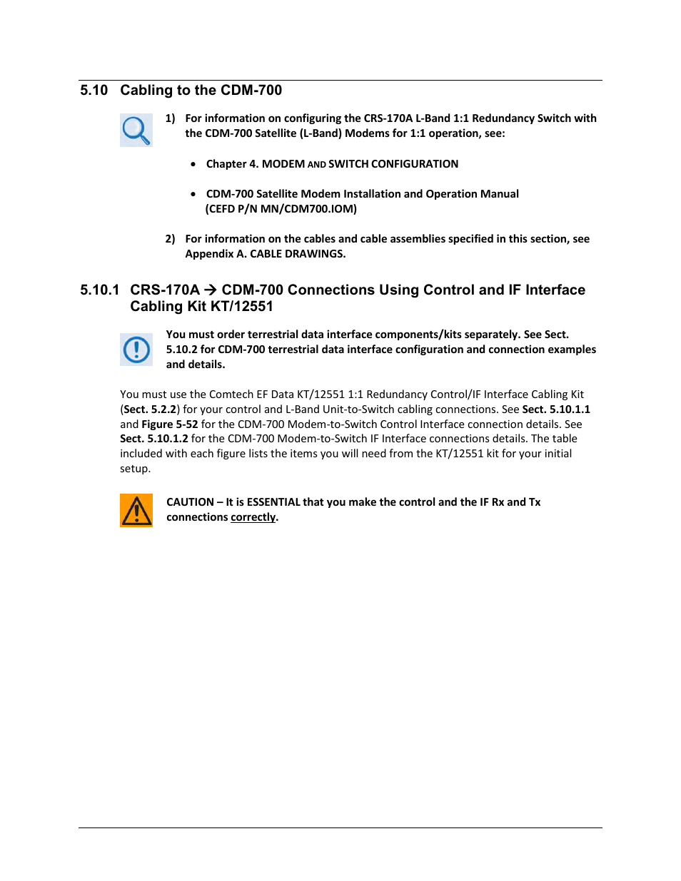 10 cabling to the cdm-700 | Comtech EF Data CRS-170A User Manual | Page 135 / 172