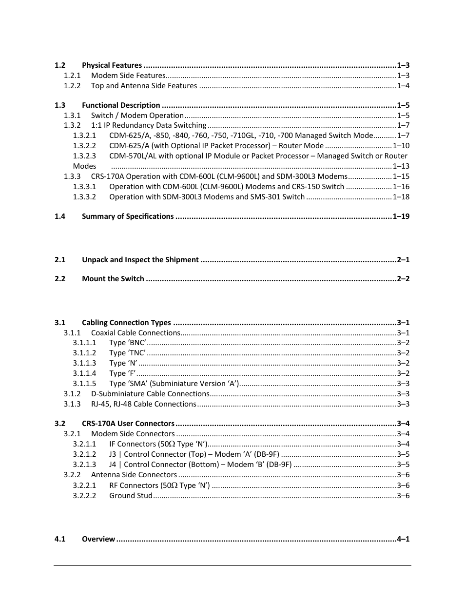 Comtech EF Data CRS-170A User Manual | Page 6 / 172