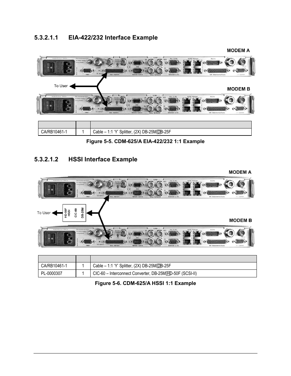 1 eia-422/232 interface example, 2 hssi interface example | Comtech EF Data CRS-170A User Manual | Page 80 / 172