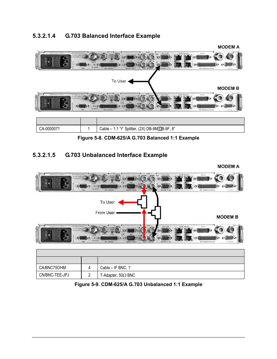 4 g.703 balanced interface example, 5 g.703 unbalanced interface example | Comtech EF Data CRS-170A User Manual | Page 82 / 172