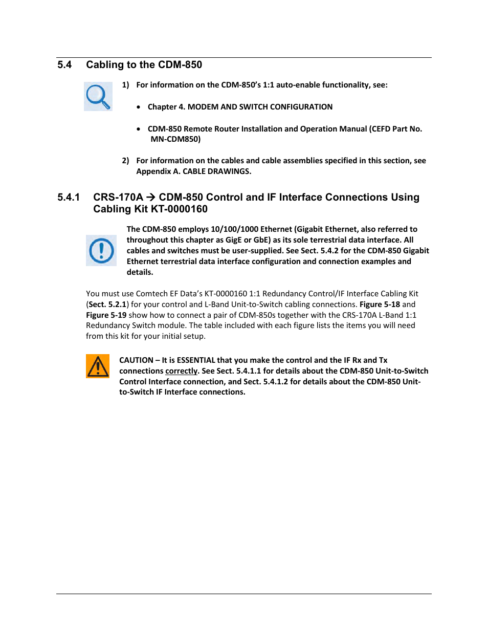 4 cabling to the cdm-850 | Comtech EF Data CRS-170A User Manual | Page 91 / 172