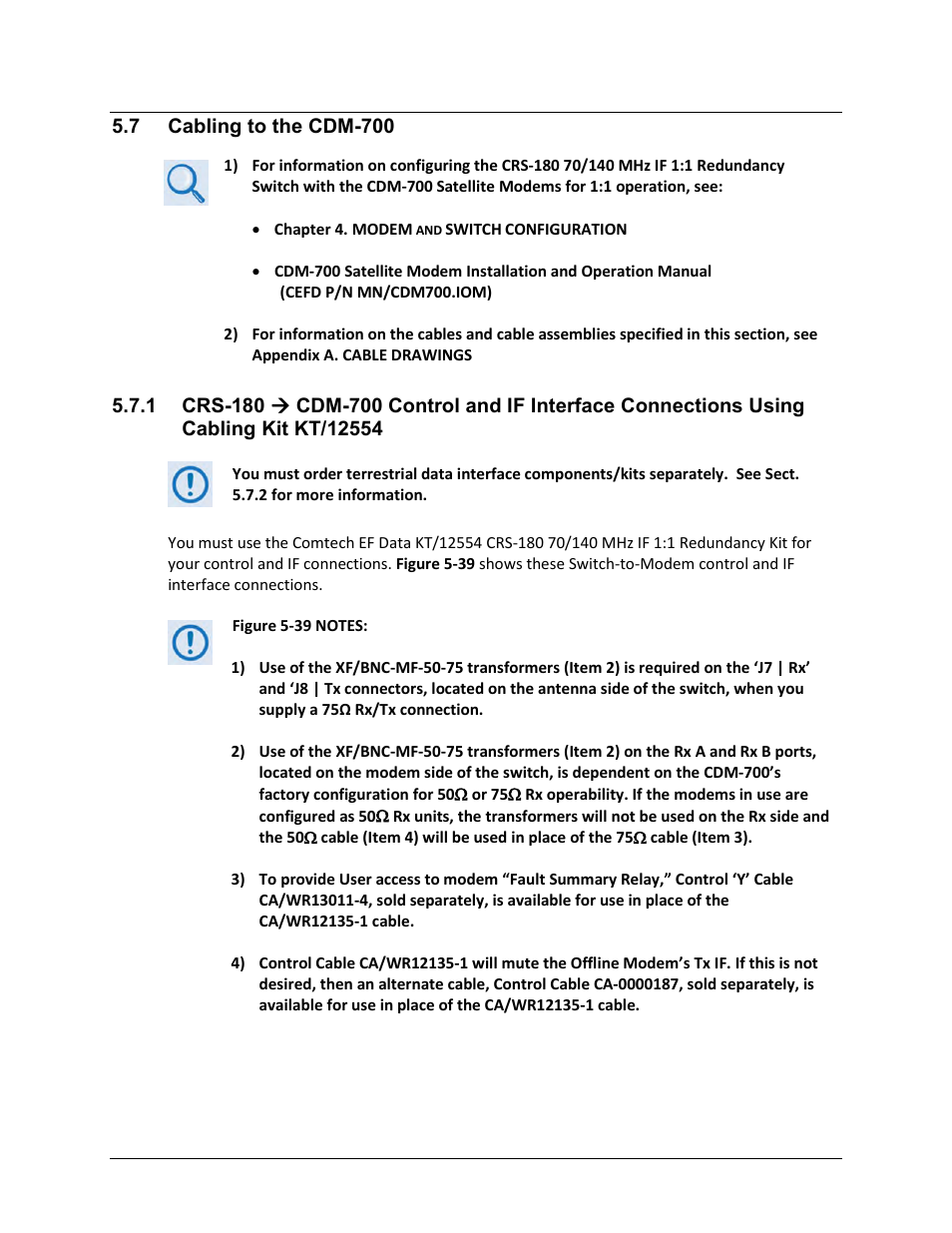 7 cabling to the cdm-700 | Comtech EF Data CRS-180 User Manual | Page 105 / 136