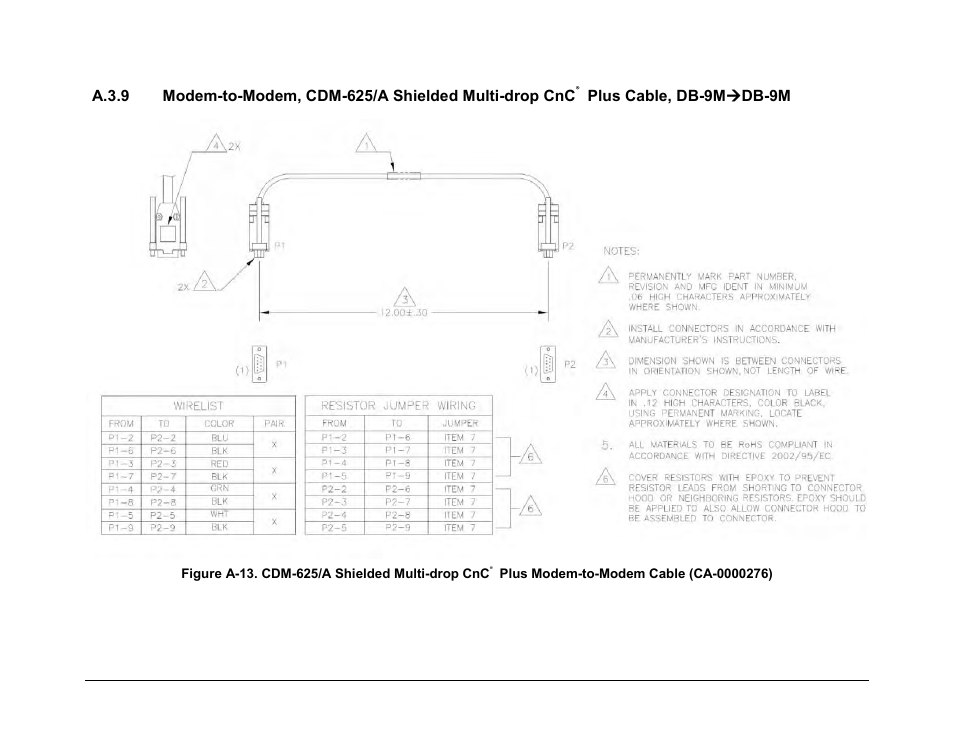 Plus cable, db-9m  db-9m | Comtech EF Data CRS-180 User Manual | Page 129 / 136