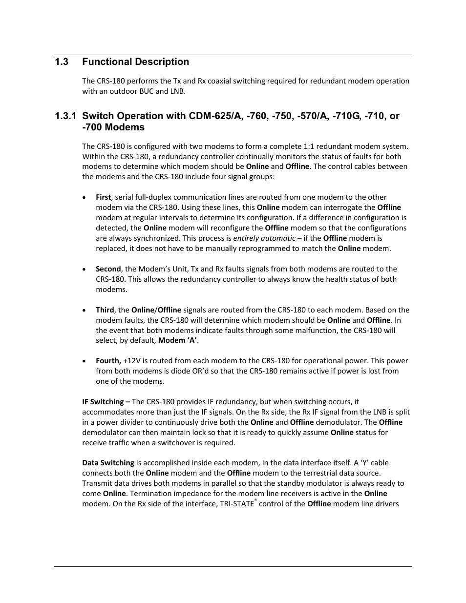 3 functional description | Comtech EF Data CRS-180 User Manual | Page 24 / 136