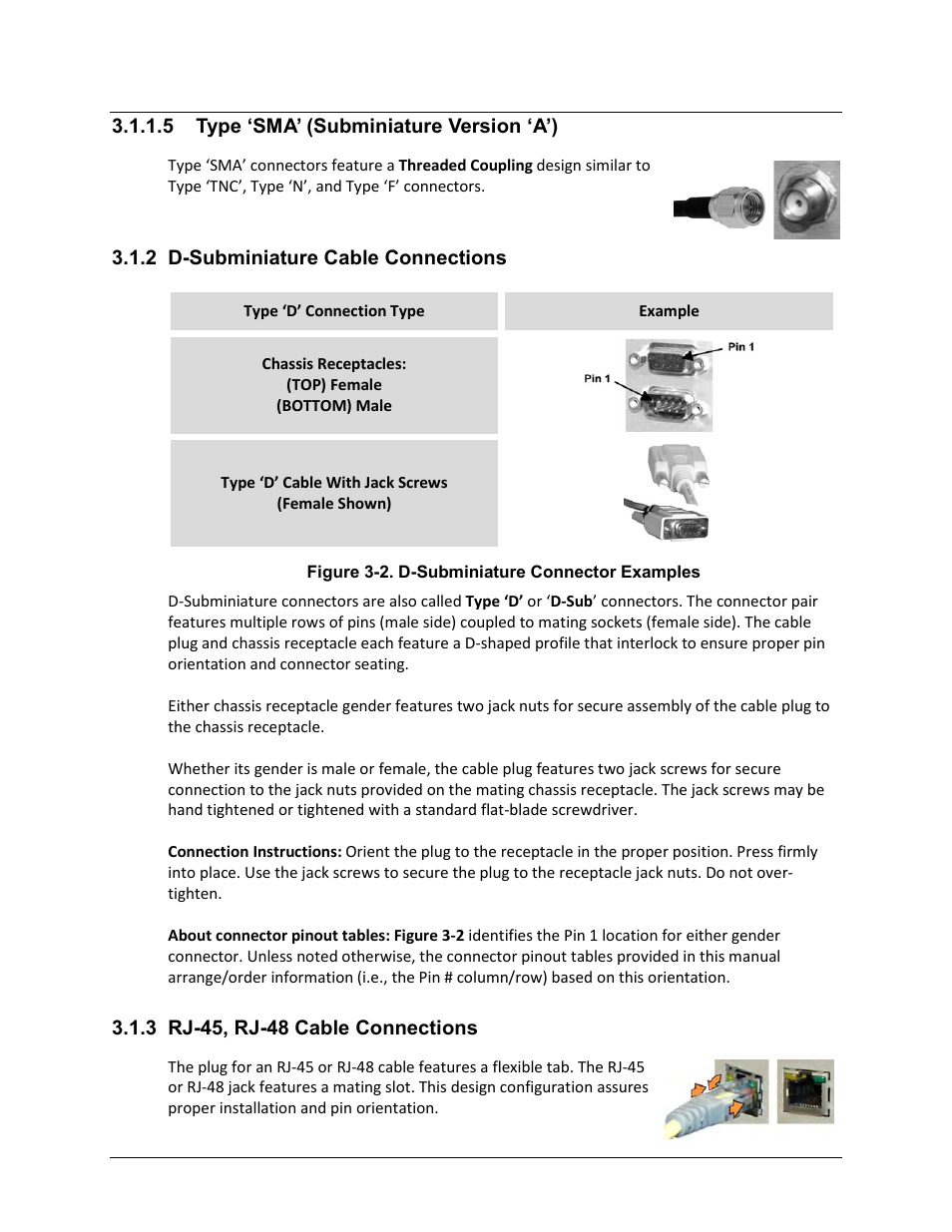 5 type ‘sma’ (subminiature version ‘a’), 2 d-subminiature cable connections, 3 rj-45, rj-48 cable connections | Comtech EF Data CRS-180 User Manual | Page 39 / 136