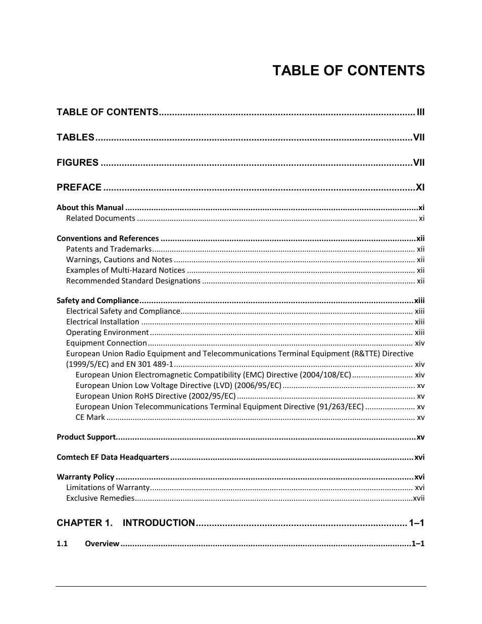 Comtech EF Data CRS-180 User Manual | Page 5 / 136