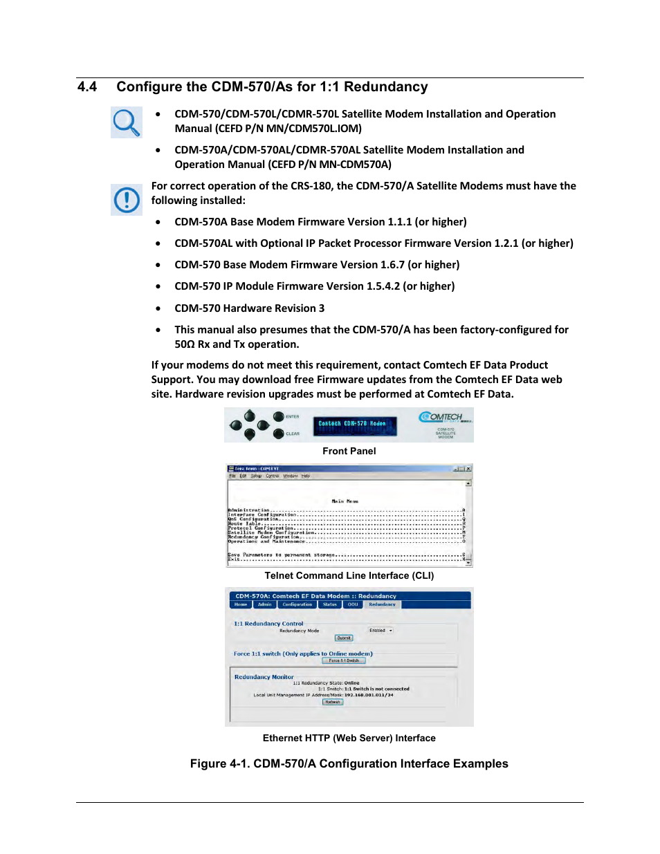 4 configure the cdm-570/as for 1:1 redundancy | Comtech EF Data CRS-180 User Manual | Page 51 / 136